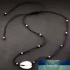 Wholesale boêmio mulheres jóias simples corda preto cadeia de prata cor contas shell clavícula gargantilha colar de praia acessórios