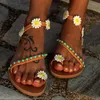 Summer Femmes Chaussures Plat Heels Gladiator Sandales Fashion Femme Femme Confortable Fleurs Sweet Boho Beach Sandales Plus Taille 35-44