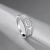 S925 Sterling Silver Plaqué Platine Simulation Mosang Dominateur Hommes D'affaires Bague En Diamant Nouveau Plein Diamant Tendance Bijoux