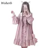 Woherb 2020 robe d'été femmes Harajuku rose dames à volants dentelle Patch Kawaii robes Lolita Cosplay doux lâche robes 21092 X1224