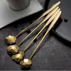 Long handle Flower Heart spoons Stainless steel Cocktail Stirring Spoons Ice Cream Coffee Spoon Home Bar Flatware tools will and sandy new