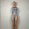 Joskaa Malha Impressão Floral Impressão Mulheres Bodysuit + Calças Longas 2 Piece Sexy Club Night Party Correspondência T200702
