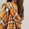 Blusas das mulheres Camiseta Hooded Loose Check Camisa Portuária Estilo 2021 Primavera Versátil Versátil Versátil Manga Longa Médio e Casaco