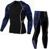 tactical mma rashguard long sleeves Men's fitness set compression clothing tracksuit for men T-shirt with a wolf XXXXL XXXL LJ201125