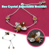 Łańcuch Link Cute Cubic Zirconia Bee Bransoletki dla kobiet złota kryształowa bransoletka Regulowana zwierzęcy biżuteria 3981212