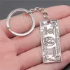 Anahtar Yüzükler Vintage Antik Gümüş Renk 42x18mm Para ABD Doları Charms Kolye DIY Erkekler Araba Anahtarlıklar Yüzük Tutucu Anahtarlık Takı Hediye