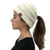 Frauen Gestrickte Caps Criss Cross Ponytail Beanie Winter Warme Outdoor Wollhut Erwachsene Ski Schädel Strickkappe ZWL62