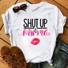 Women's T-Shirt Women T Shirt Red Lip Shoes Print Harajuku Leisure Fashion Aesthetic Tshirt Funny Top Tees Female T-Shirts Woman Clothes