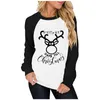 Sweats à capuche pour femmes Sweat à capuche pour femme Elk de Noël imprimé Harajuku Grande taille Sweat d'hiver Col rond Manches longues Chemise Raglan Hauts