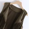 Women's Vests Women's Design Fashion Women Solid Tassel Coat Plus Size Autumn Winter Suede Ethnic Sleeveless Tassels Fringed Vest