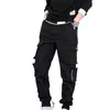 Pantalons pour hommes Hommes Casual Couleur Solide Multi Poches Cordon Taille élastique Pantalon d'automne pour l'école Vêtements masculins