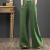 Kadınlar Pamuk Keten Pantolon Rahat Artı Boyutu Yüksek Belirli Pantolon Turuncu Geniş Bacak Gevşek Pantolon Kadın Gri Zarif Streetwear 210709