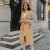 Simplee Elegante cappotto di lana donna cammello lungo Giacca da donna cappotti moda inverno causale High street split caldo cappotto autunnale 210218
