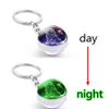 Glow In The Dark 12 Constellation Keychain Zodiac Signs Picture Double Side Cabochon Glass Ball Keychain Jewelry Birthday Gifts