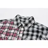 [EAM] Frauen Schwarz Rot Plaid Asymmetrische Kleid Neue Revers Lange Hülse Lose Fit Mode Flut Frühling Herbst 2021 210226