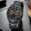 Top Brand Watch Support Sport Chronograph Mens Часы Нержавеющая сталь Наручные часы Большой Набор Водонепроницаемый Кварцевые Часы