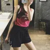 Calções de verão para mulheres impressão Curta cintura alta elástica correndo coreano estilo streetwear esporte femme casual 210719