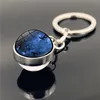 Two Side Glass Ball Universe Star Keychain Pattern Solar Moon Keyring Key Holders Bag Hangs Fashion Jewelry Gift Will and Sandy