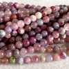 15 "Naturlig äkta Kina Rosa Tourmaline Round Loose Gems Pärlor 6mm 06363 Q0531