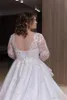 Ärmar klänningar långa spetsar applikationer tiered kjol tyll korsett tillbaka 2021 vestido de novia plus size bröllop brudklänning anpassad 403
