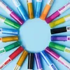 Set di penne a doppia linea a 12 colori Set di pennarelli a colori metallizzati glitterati Pennarello a pennarello per materiale scolastico per pittura artistica 210226