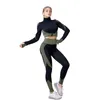 Fitness Passar Yoga Kvinnor Outfits 3PCs Set Zipper Långärmad Sport Pant Bra + Seamless Leggings Workout Running Wear Gym Ställ Y057 366 x2