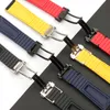 22mm 24mm svart armband nylon silikon gummi klockband rostfritt spänne för fit brei-tling watch strap227r