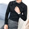 Haft Dekolt Koszule Mężczyźni Z Długim Rękawem Koszule Mężczyźni Dress Moda Casual Slim Fit Male Business Koszulki Camisa Social Masculina 210527
