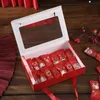 StoBag 10pcs China Year Baking Cookies Packing Box With Transparent Window Handle Red Gift Decoration Party Favor 210602