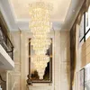 LED American Modern Gold Crystal Chandeliers 유럽 A 급 K9 Crystal Chandelier Lights Fixture Long Luxury Shining Droplight DIA70CM HEIGHT200CM