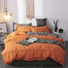 Ensemble de literie doux et confortable linge de lit housse de couette + drap plat + taie d'oreiller 3/4 pièces simple pleine reine king size pas de couette C0223