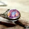 2021 Vente chaude Droppshiping Double face Boule de verre Pendentif Gem Univers La Voie Lactée Star Chaîne Collier Bijoux Cadeaux DHL navire rapide