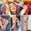 Autocollant de tatouage de drapeau du Jour de l'Indépendance américaine Autocollants de maquillage de corps de bras de visage temporaire 4 juillet Autocollants de tatouage patriotique 10 styles