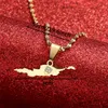 Collana con ciondolo con mappa bandiera dell'isola di Anguilla in acciaio inossidabile Gioielli color oro