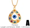 Fatima Hand Pendant Necklace for Women Turkey Evil Blue Eyes Crystal Sweater Chain Alloy Gold Plated Necklaces Jewelry
