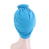 Turbante de cor sólida chapéus para mulheres nó top nó muçulmano indiano cachecol cabelo africano acessórios de headwear de moda cabeça