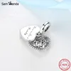 Original 100% 925 Sterling Silver Bead Charme Amor faz uma família Pingente encantos CZ Coração Fit Braceletes DIY Mulheres Jóias Q0531