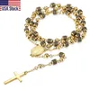black beads long chain gold