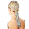 Stonefans Trendiga Rhinestone Hårtillbehör För Kvinnor Smycken Elegant Full Crystal Tassel Hairbands Long Chain Headwear