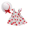 2pcs toddler baby barn flickor suspenders citron tryck prinsessa klänning hatt outfits barn födelsedag present outfits huvudband Q0716