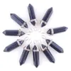 Wojiaer Natural Lapis Crystal Stone Alloy Bullet Pendant For Jewelry Making Charm Necklace Accessories Wholesale 12pcs/Lot Bn303