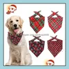 Diğer Köpek Malzemeleri Evcil Hayvan Ev Bahçe Köpek Bandana Xmas Ekose Tek Katmanlı Eşarp Üçgen Önlükler Kerchief Pets Aesler küçük orta büyük için