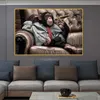 Monkey Gorilla On Sofa Smoking Pictures Canvas Painting Wall Art for Living Room Home Decor Animal Posters Prints