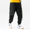 Harem Joggers Mężczyźni Spodnie Cargo Streetwear Hip Hop Casual Duże Kieszenie Spodnie Track Mężczyzna Harajuku Spodnie Moda Czarna bawełna 210601