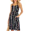 Sexy spaghetti riem vrouwen zomer strand jurk bloemen sundress backless mouwloze boho botton casual jurken elastische taille 210625