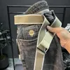 Men's Jeans Light Gray Stretch 2021 Spring And Summer Micro-harem Pants Korean Trend Embroidery Long Pencil