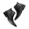 Fashion Rock British Men s Dress Black Buckles Man Genuine Leather Ankle Boots Shoes Flats Heels Personality Size feb Dre Buckle Boot Shoe Flat Heel Peronality
