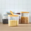 Garrafas de armazenamento Jars Organização de alimentos Organização de cozinha de cozinha plástico com tampas de cereais Temperamento Multifunctio leve transparente transparente