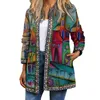 Autumn Winter Cardigan Women's Vintage Ethnic Floral Printed Long Sleeve Tunic Jackets Ladies Loose Outerwear Chic Top Coat 211117