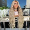 Long Wavy Platinum Blonde Ombre Full Spets Wig 180 Density Brazilian Remy Human Hair Wigs13x4 Front Wigs Förplucked hårfäste med Babyhair 13x6 Frontal